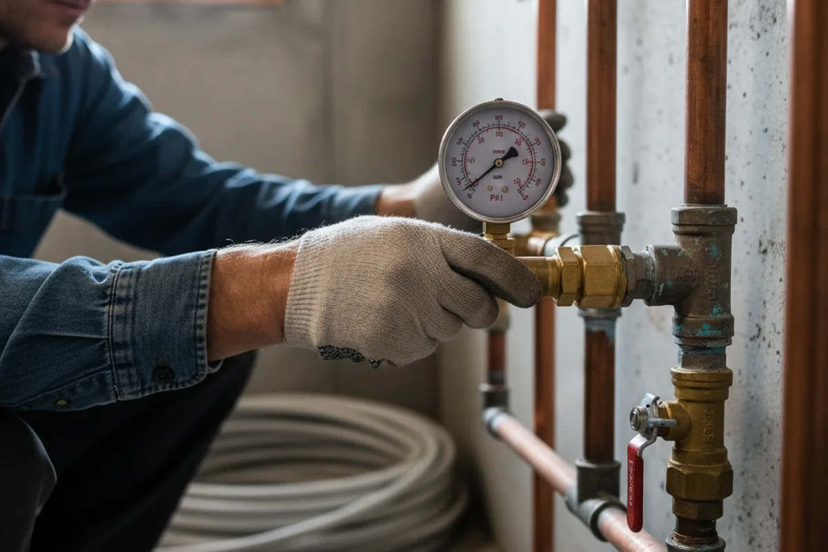 Pressure testing a repaired line during Water Line Repair in Grand Rivers